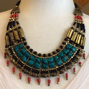 Handmade Tibetan 3 Colors Necklace. Beautiful and striking.